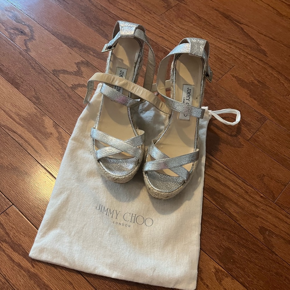 Jimmy Choo Silver Wedges